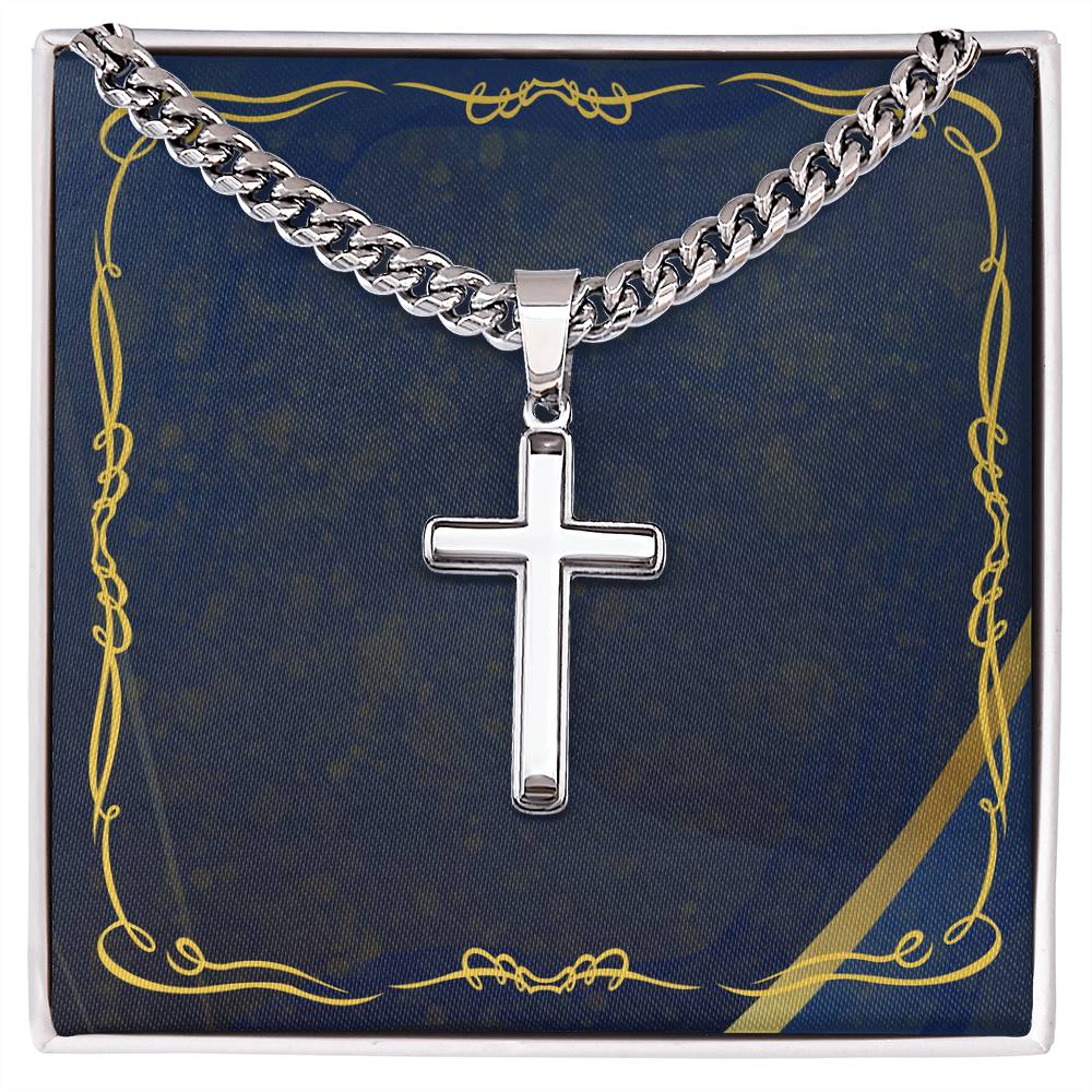 Artisan Cross Necklace on Cuban Chain - JOLIFTIFY