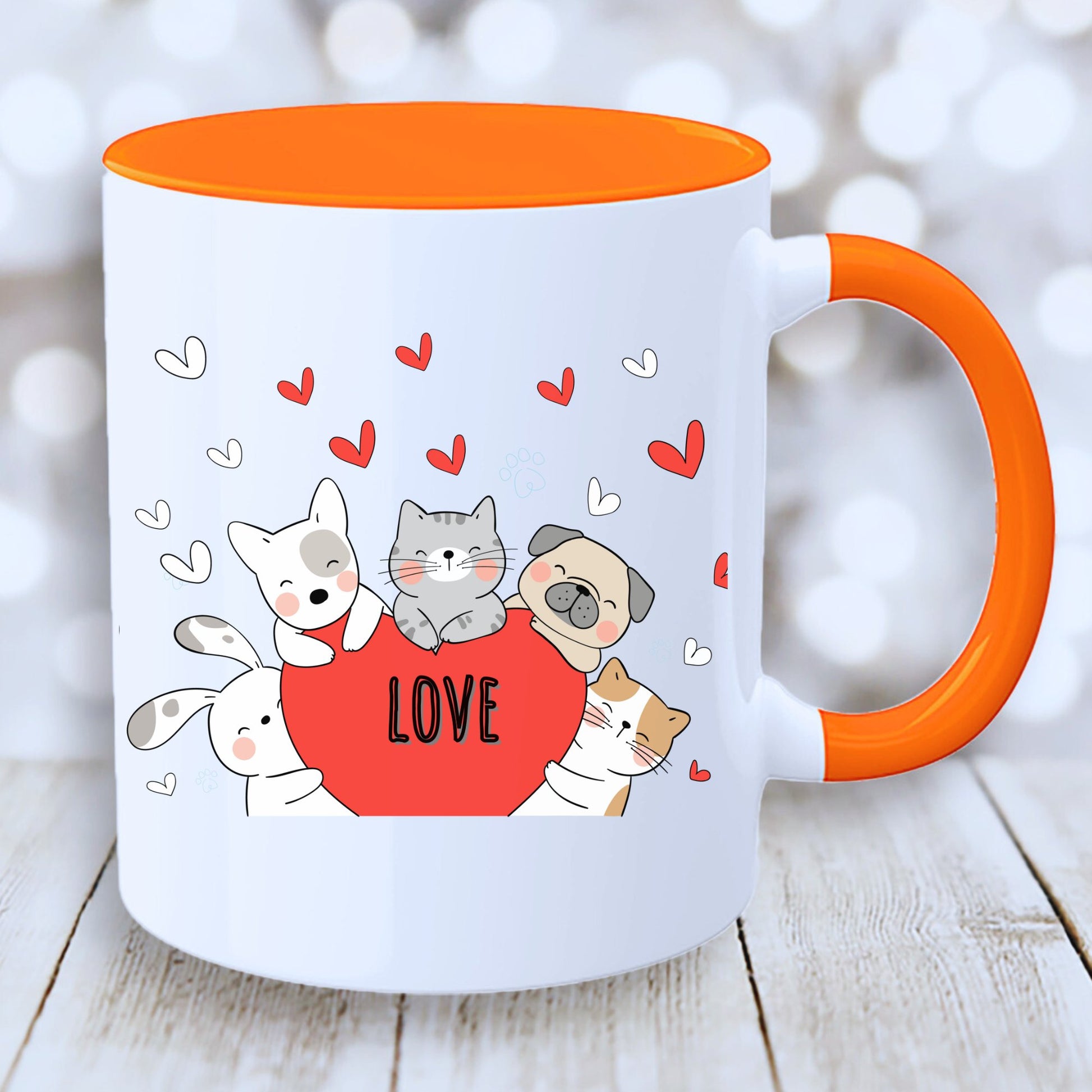 Cat Love Mug with Coloured Interior - JOLIFTIFY