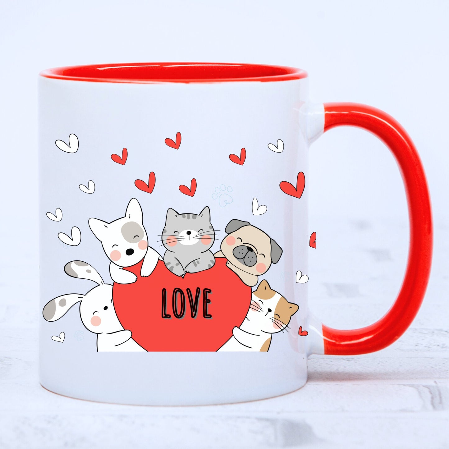 Cat Love Mug with Coloured Interior - JOLIFTIFY