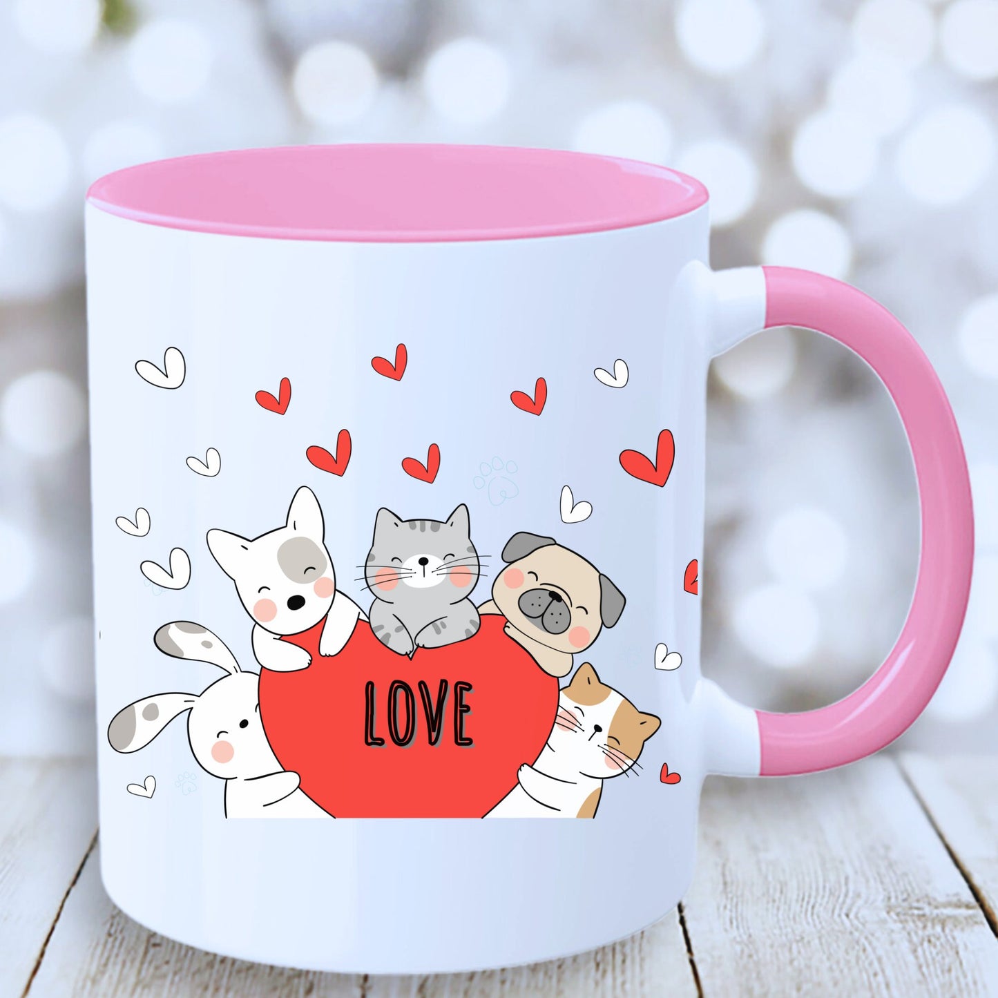 Cat Love Mug with Coloured Interior - JOLIFTIFY