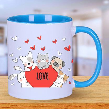 Cat Love Mug with Coloured Interior - JOLIFTIFY