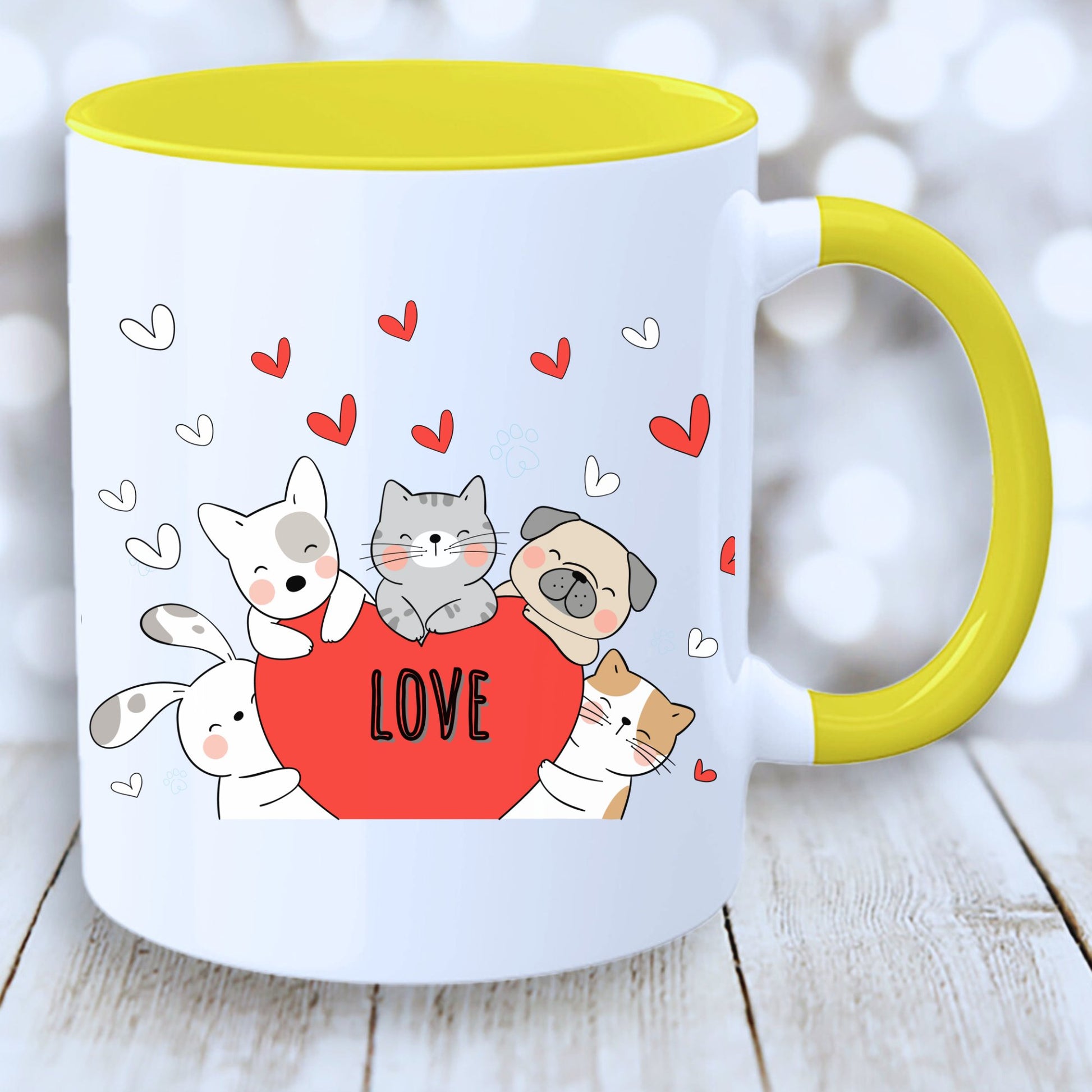 Cat Love Mug with Coloured Interior - JOLIFTIFY