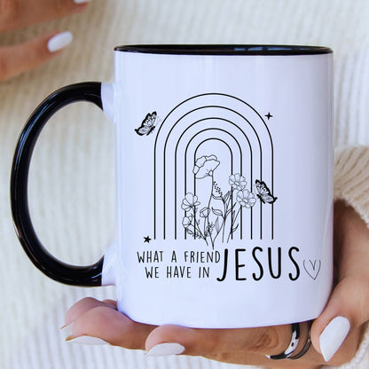 Christian Mug - A Friend In Jesus Mug with Coloured Interior - JOLIFTIFY