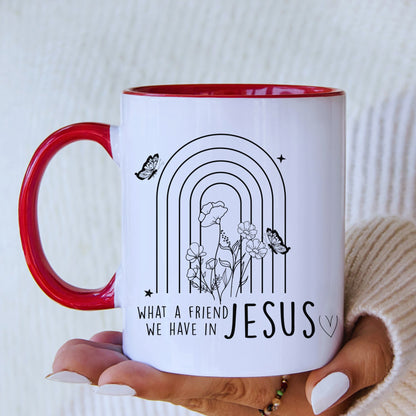 Christian Mug - A Friend In Jesus Mug with Coloured Interior - JOLIFTIFY