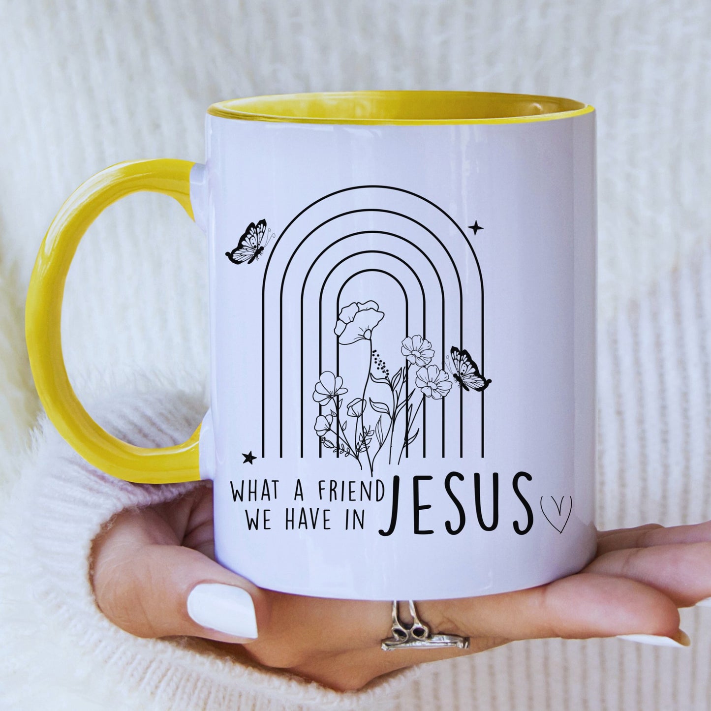 Christian Mug - A Friend In Jesus Mug with Coloured Interior - JOLIFTIFY