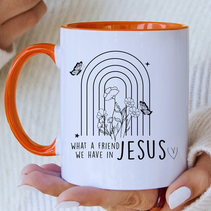 Christian Mug - A Friend In Jesus Mug with Coloured Interior - JOLIFTIFY