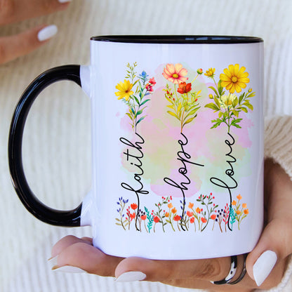 Faith Hope Love Mug with Coloured Interior