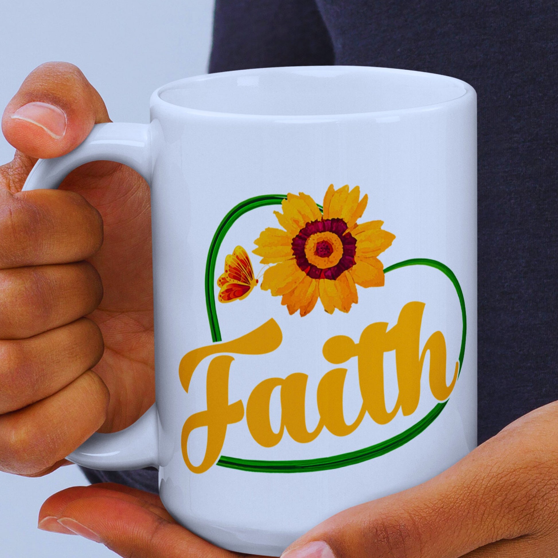 Faith White Glossy Ceramic Mug - JOLIFTIFY