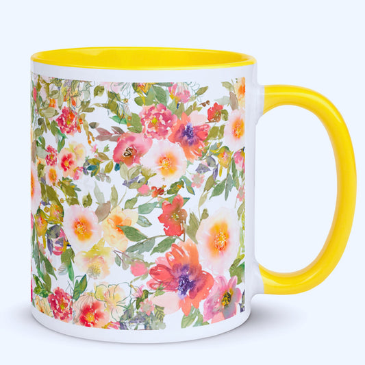 Floral Mug with Coloured Interior