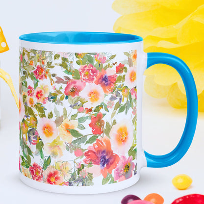 Floral Mug with Coloured Interior