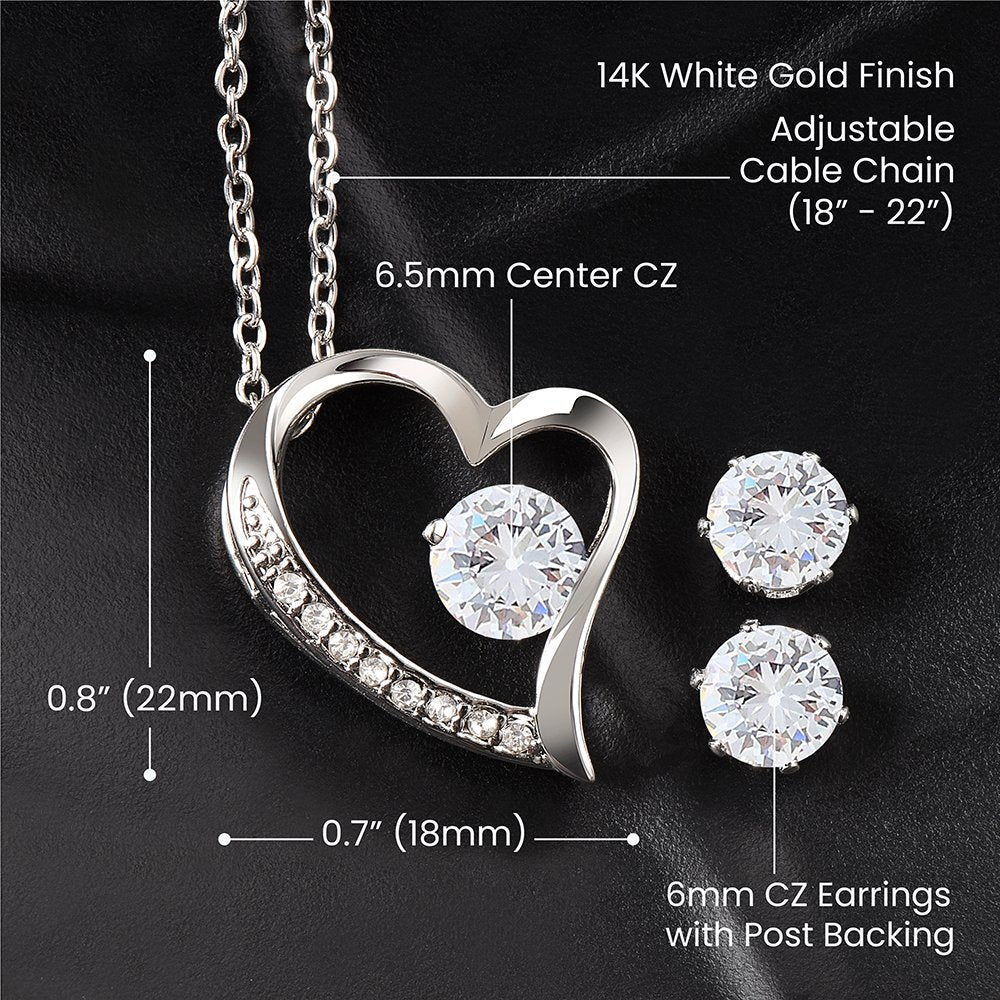 Forever Love Necklace With Clear CZ Earrings - JOLIFTIFY