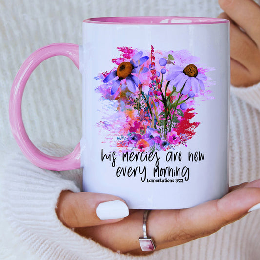 God's Mercies Are New Mug with Coloured Interior