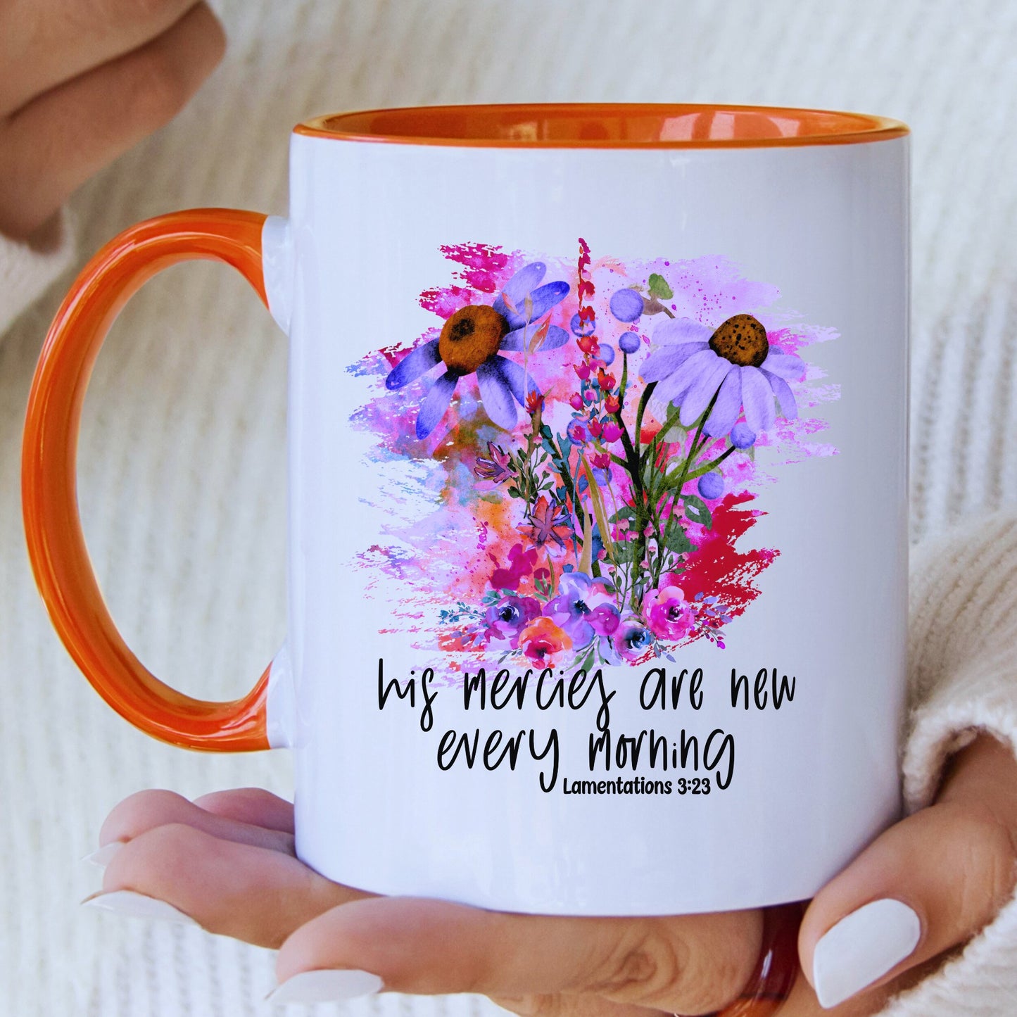 God's Mercies Are New Mug with Coloured Interior