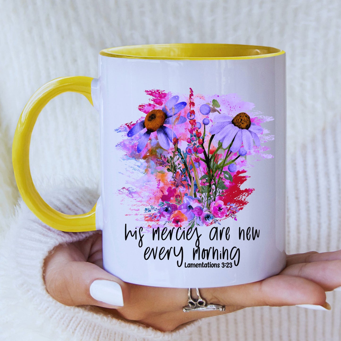 God's Mercies Are New Mug with Coloured Interior