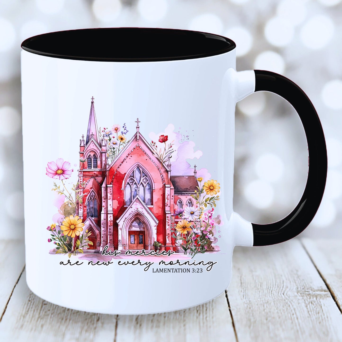 God's Mercies Are New Mug with Coloured Interior