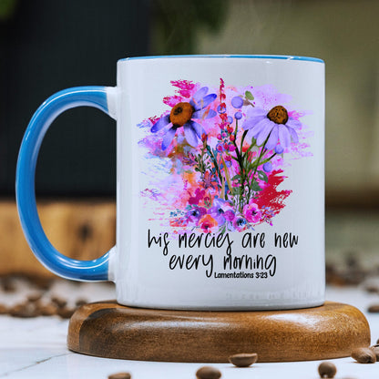 God's Mercies Are New Mug with Coloured Interior