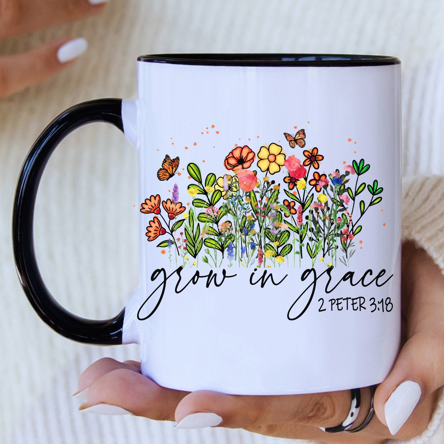 Grow In Grace Christian Mug with Coloured Interior