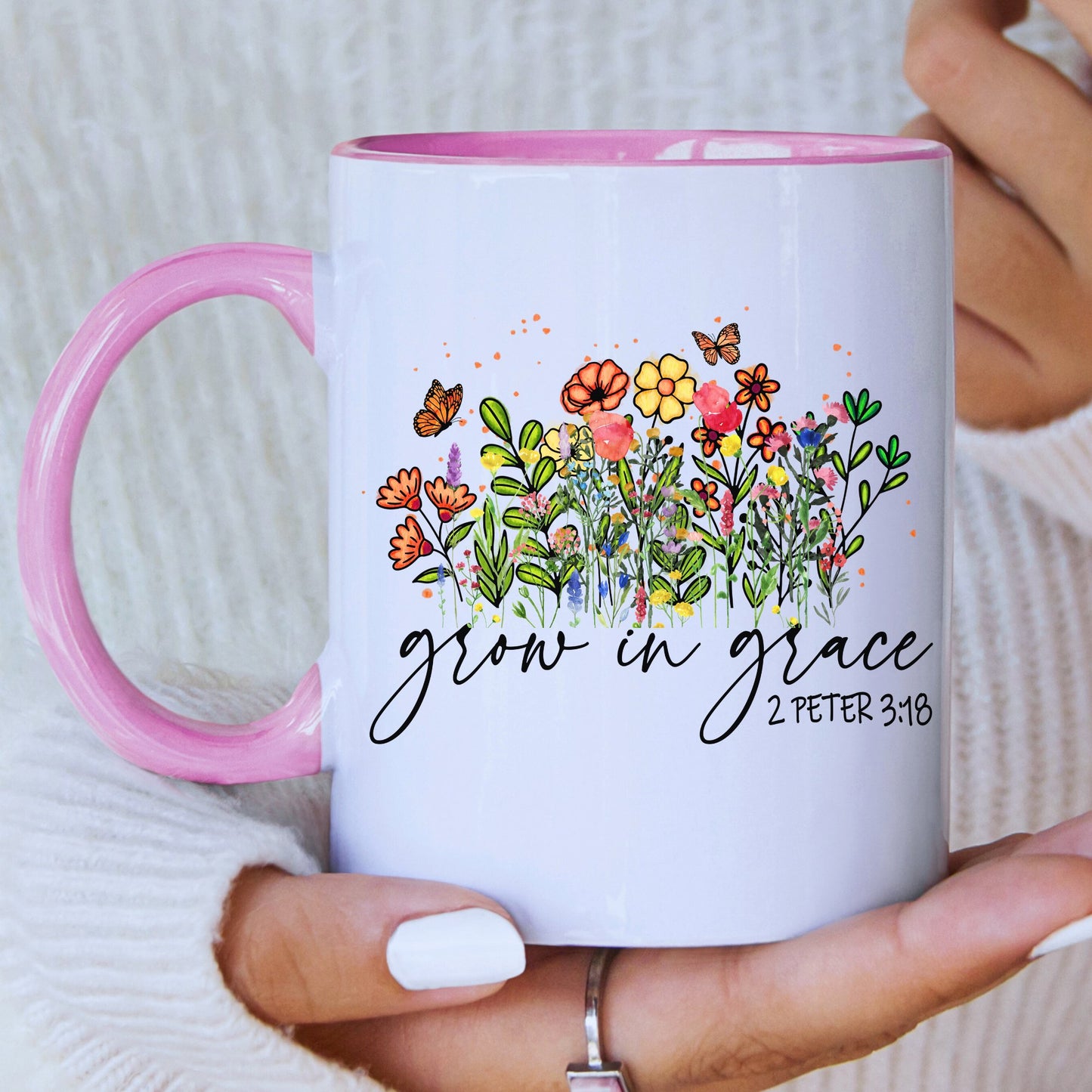 Grow In Grace Christian Mug with Coloured Interior