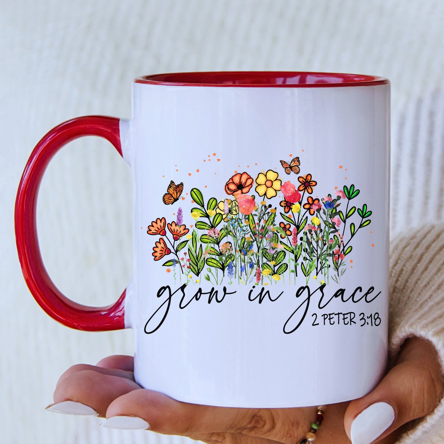 Grow In Grace Christian Mug with Coloured Interior