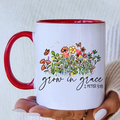 Grow In Grace Christian Mug with Coloured Interior