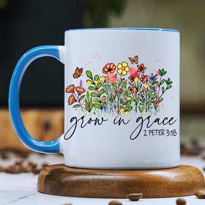 Grow In Grace Christian Mug with Coloured Interior