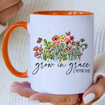 Grow In Grace Christian Mug with Coloured Interior