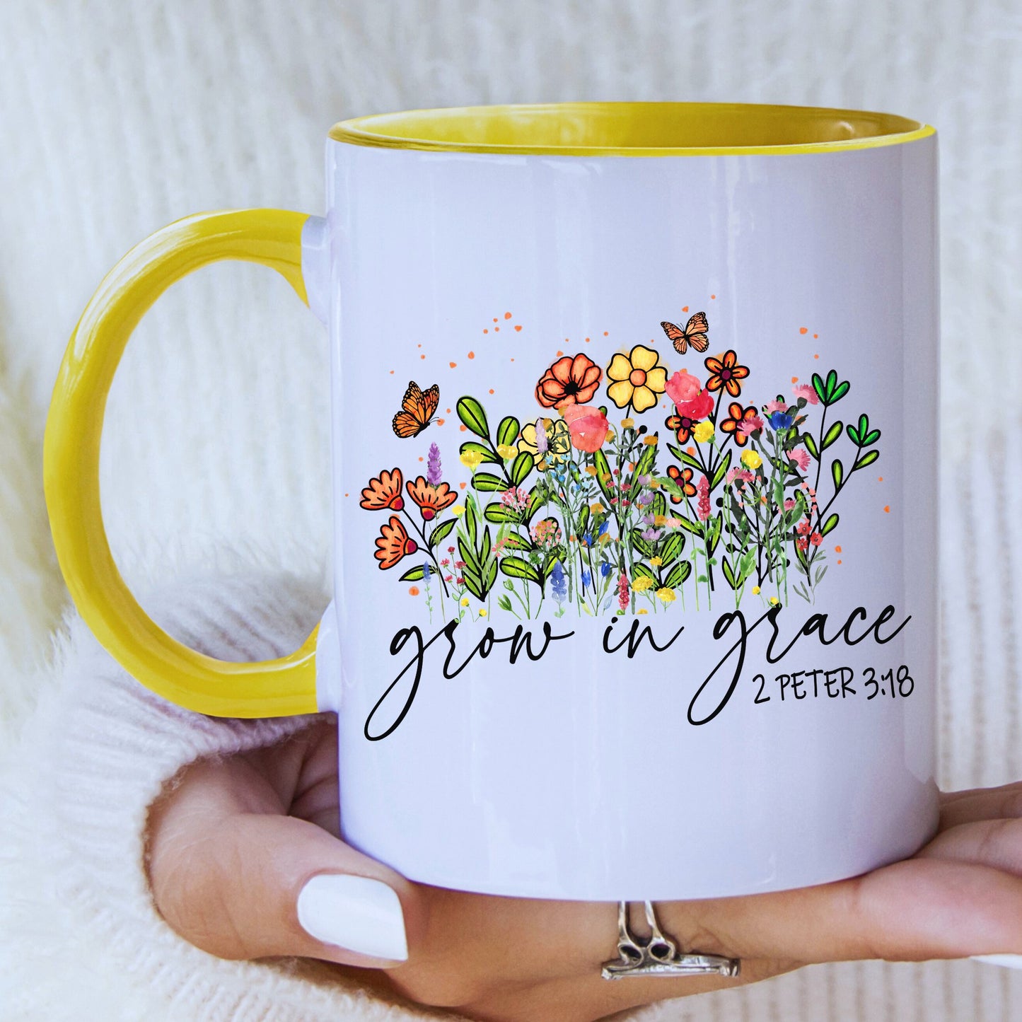 Grow In Grace Christian Mug with Coloured Interior