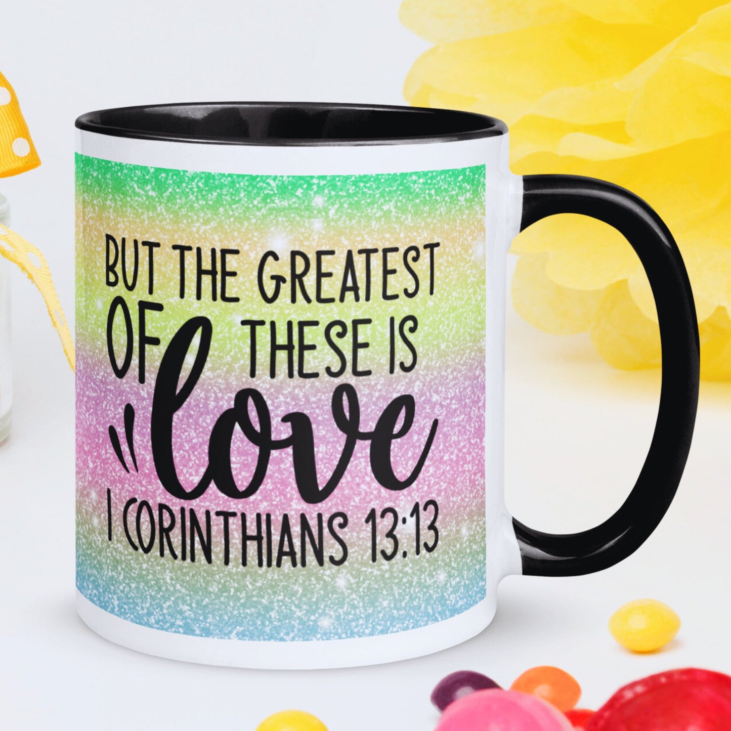 Inspirational Christian Mug with Coloured Interior