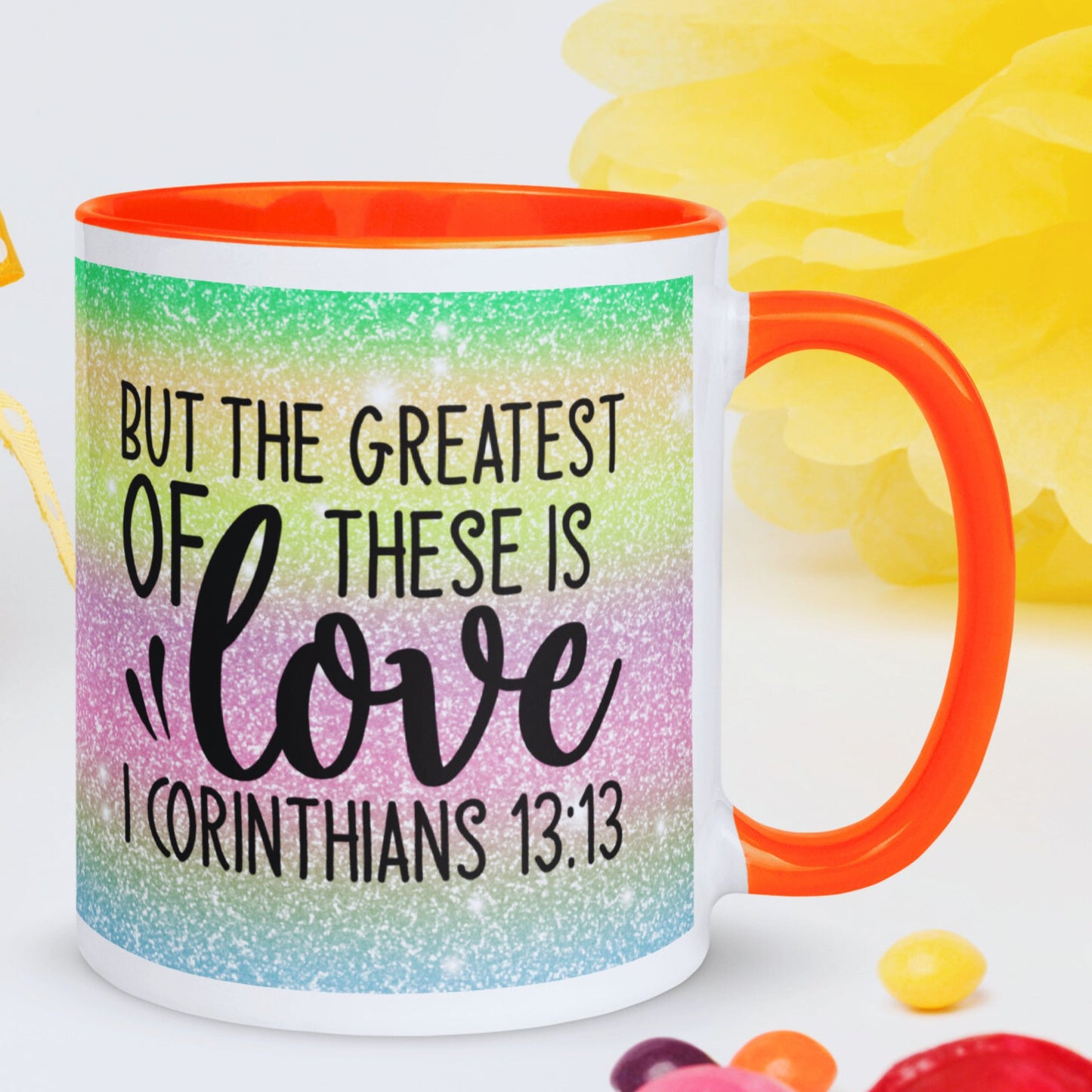 Inspirational Christian Mug with Coloured Interior