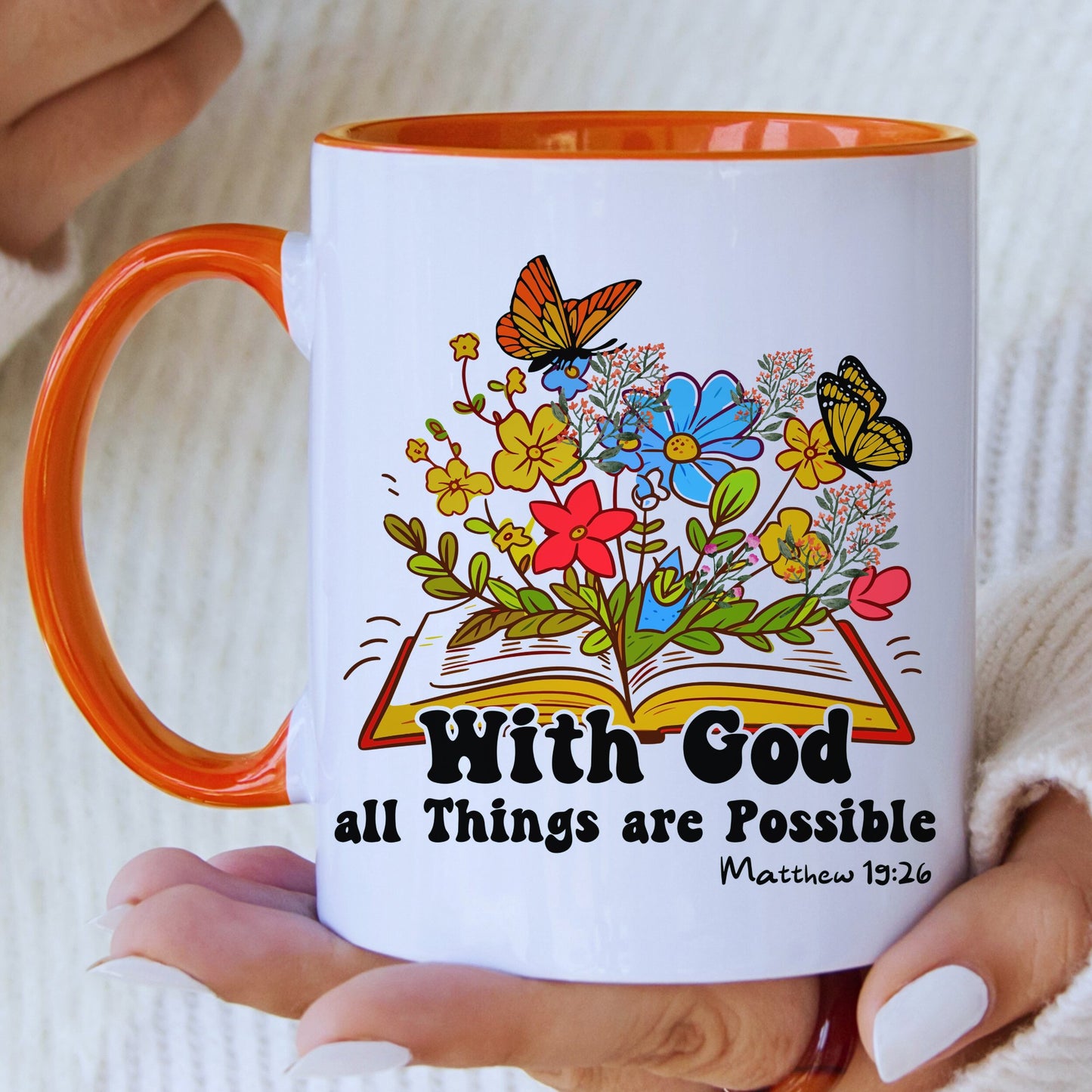 Inspirational Christian Mug with Coloured Interior