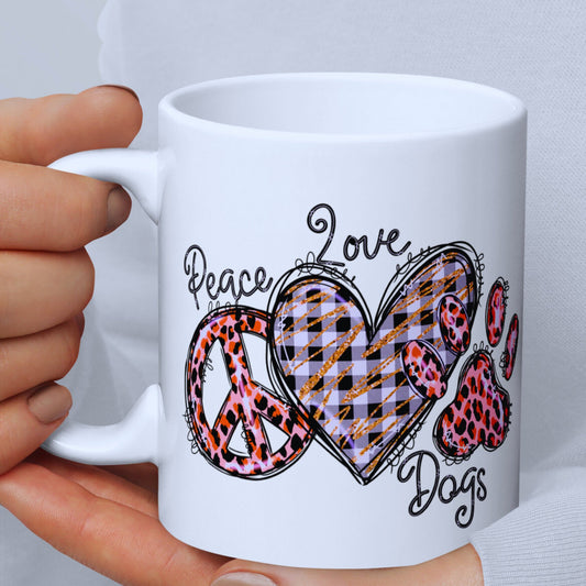 Peace Love Dog White Mug