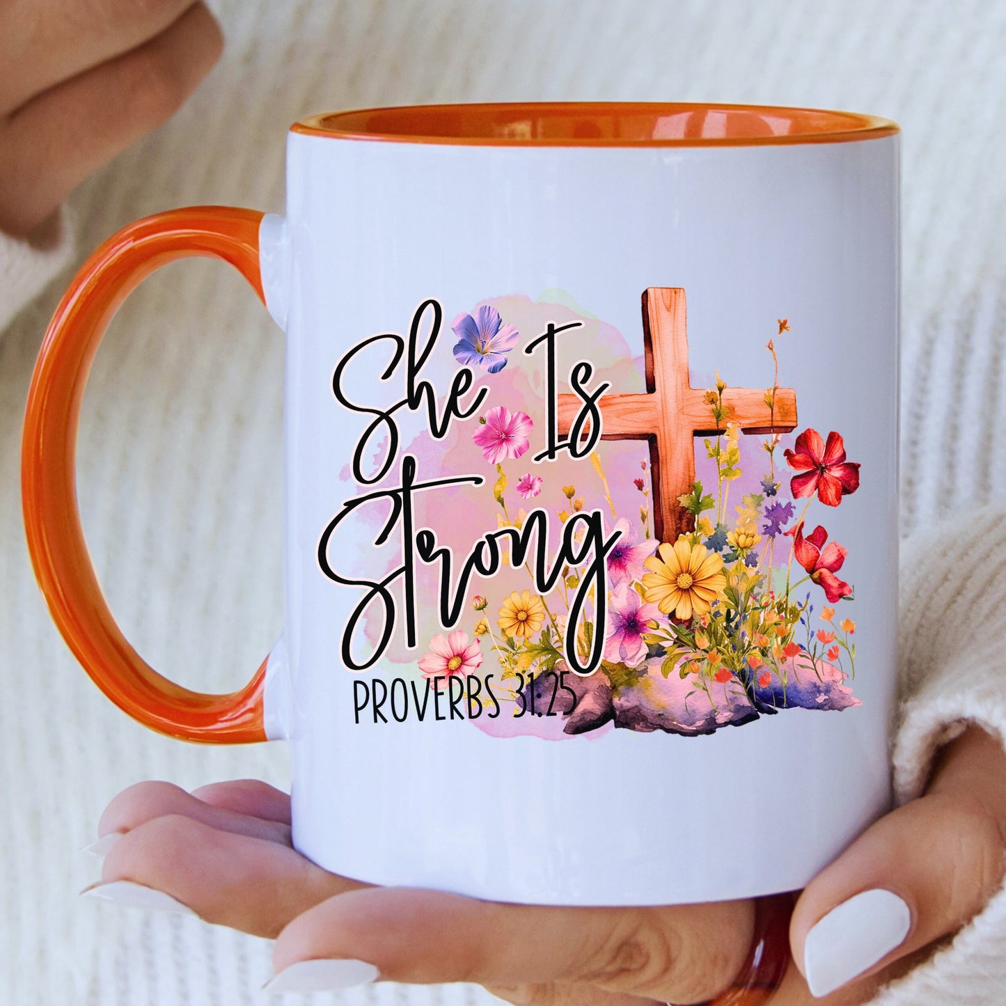 She Is Strong Mug with Coloured Interior