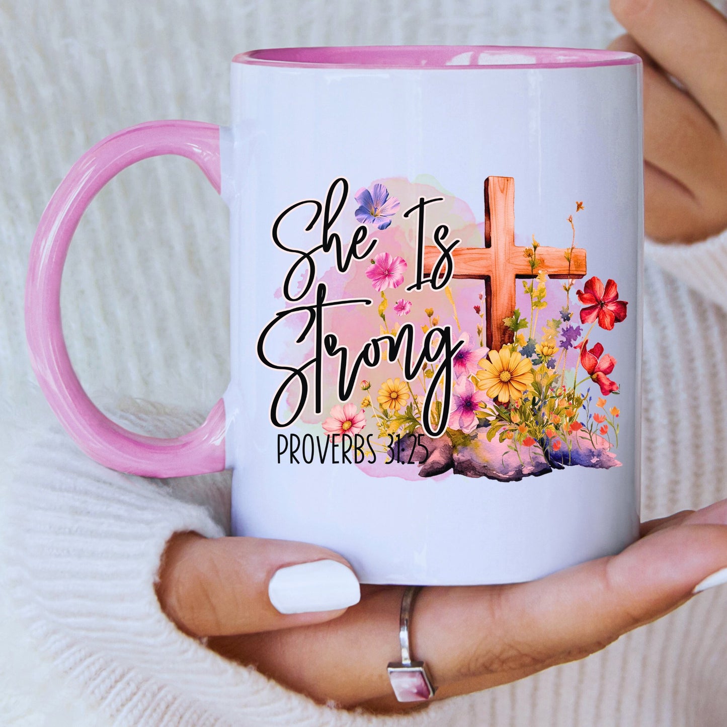 She Is Strong Mug with Coloured Interior