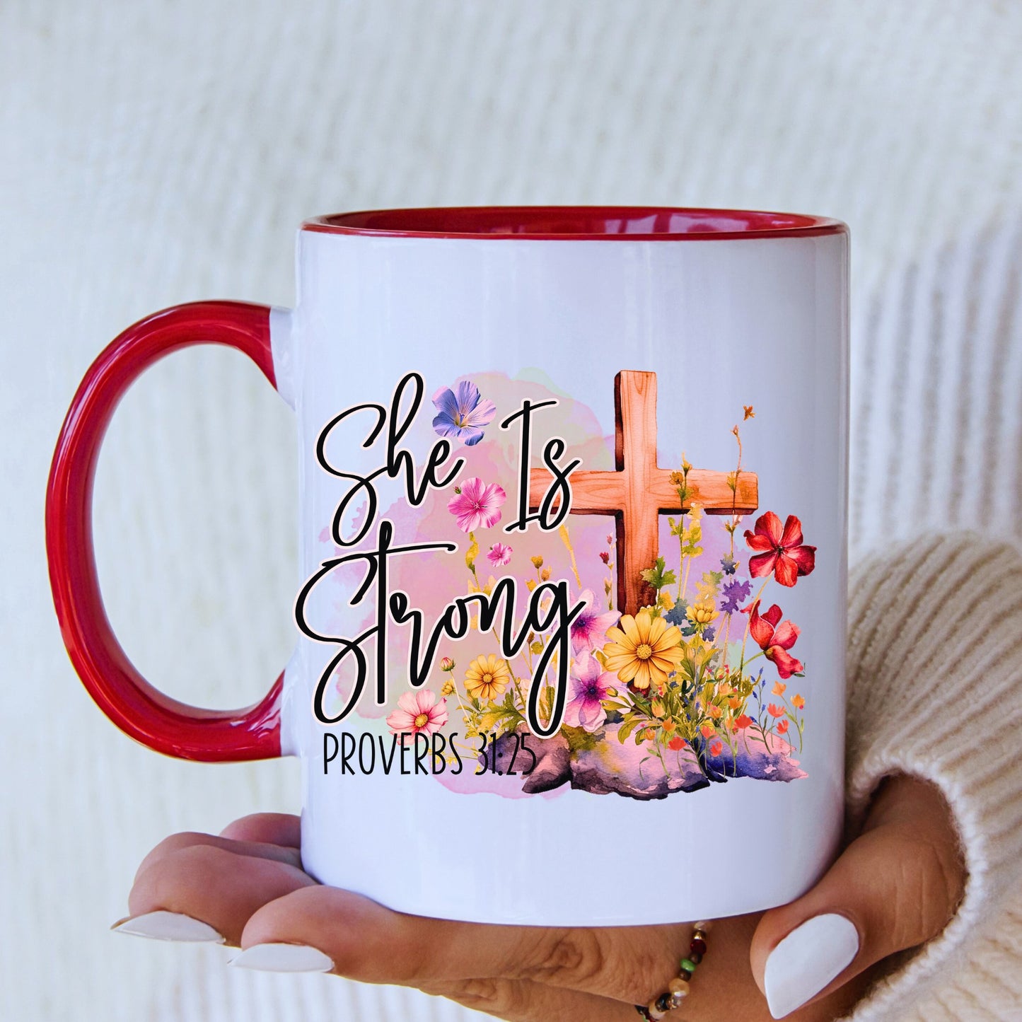 She Is Strong Mug with Coloured Interior