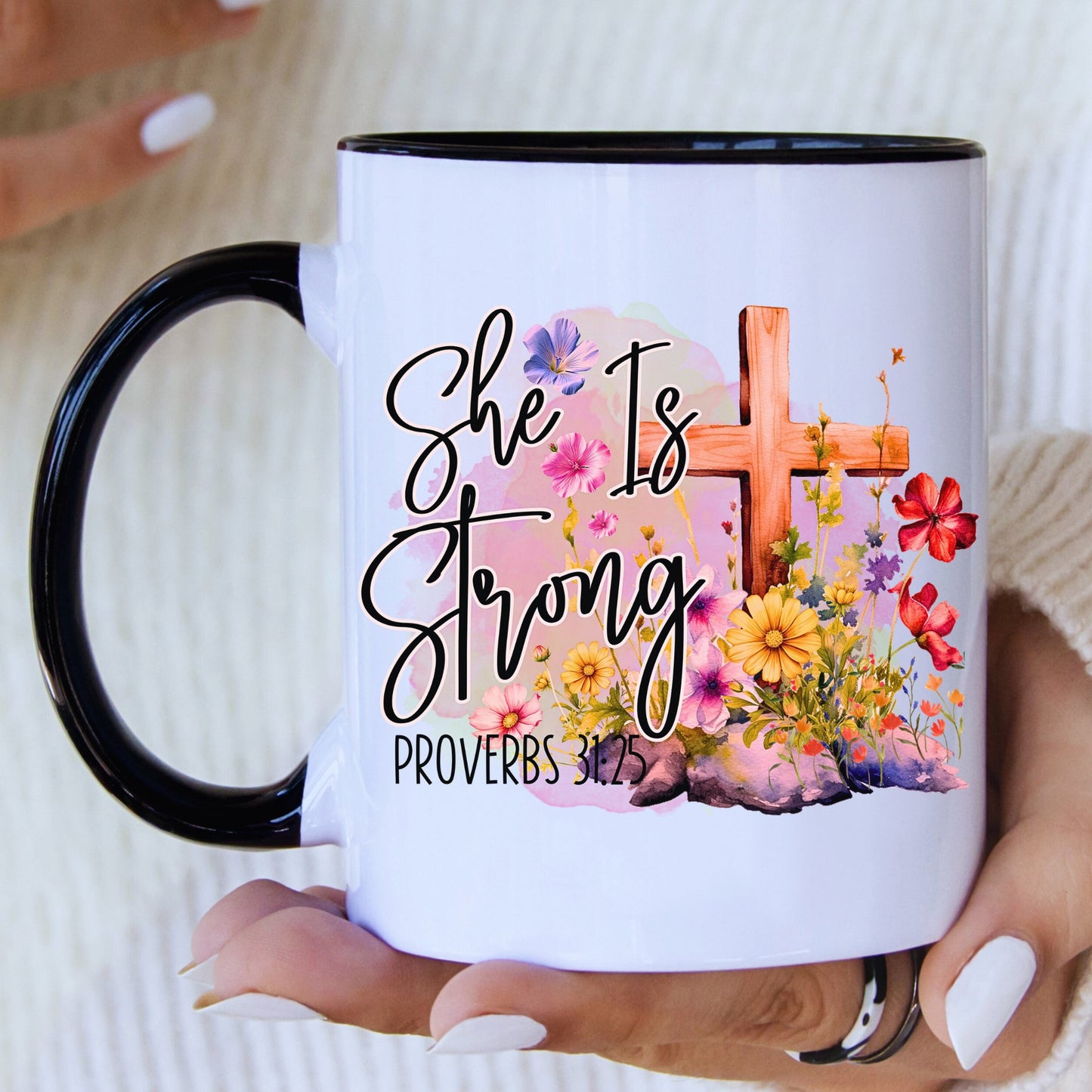 She Is Strong Mug with Coloured Interior