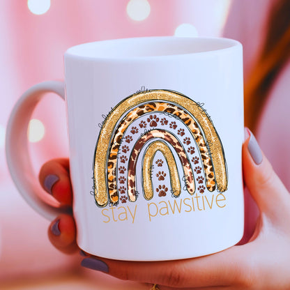 Stay Pawsitive White Mug