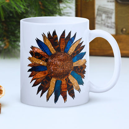 Unique Colourful Sunflower White Mug